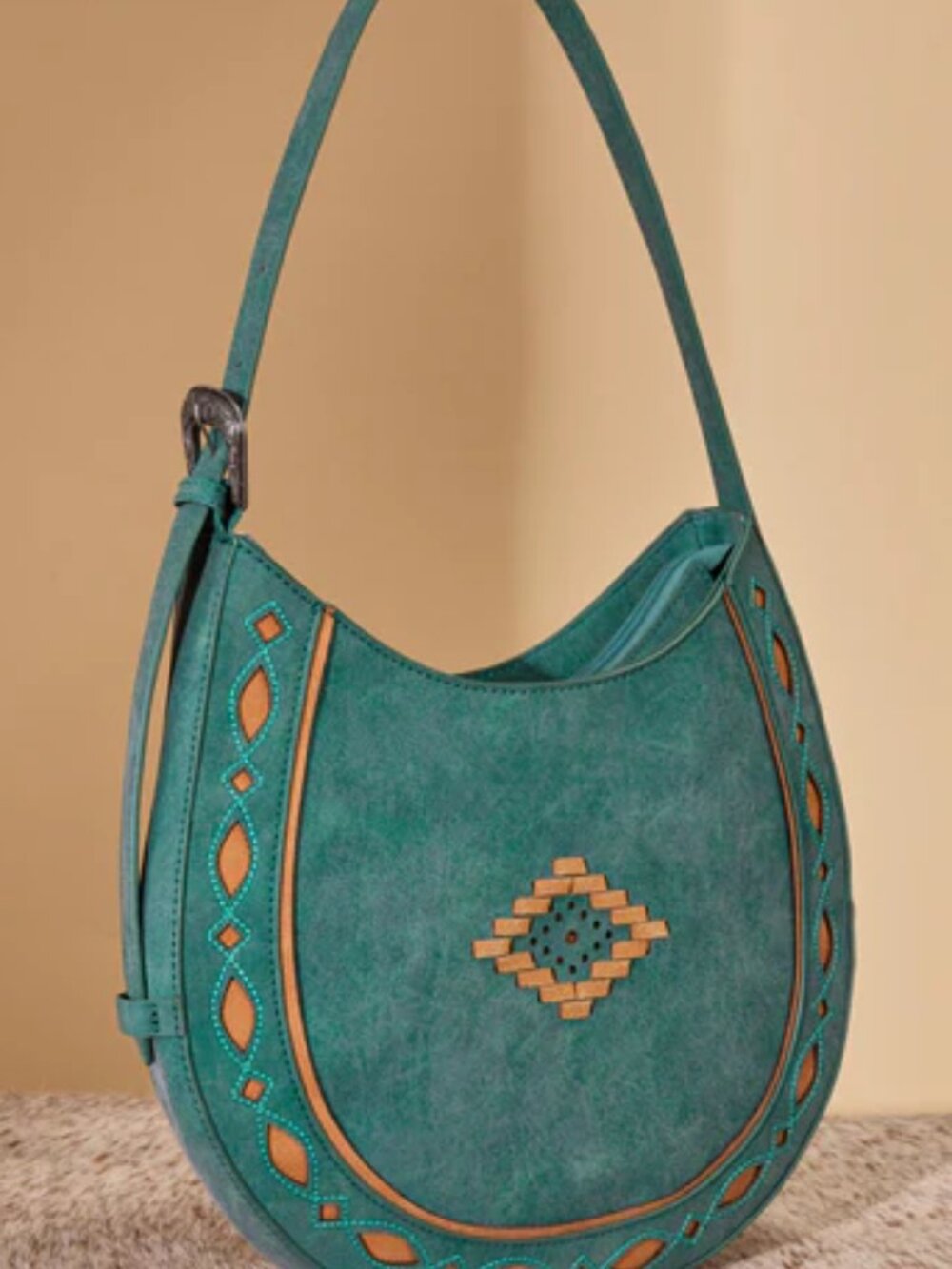 Montana West Turquoise Aztec Hobo Shoulder Bag Western Purse NWT - Picture 4 of 4
